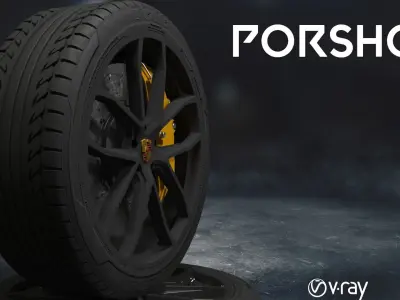 porsche car tyre 3D model