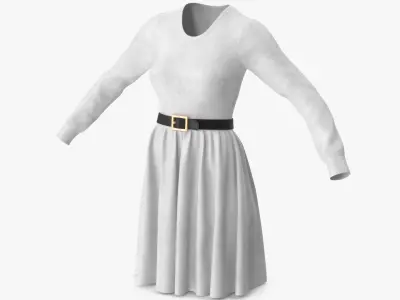  Dress White with Belt 