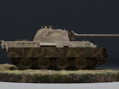 Panzerkampfwagen V Panther G with texture pack GameReady Low-poly 3D model