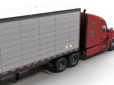 Kenworth T680 van trailer 3D model
