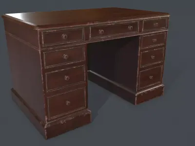 Old Vintage Desk Low-poly 3D model