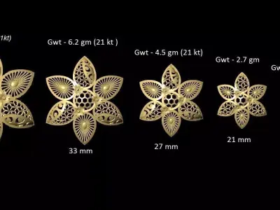 vr-pnd2138 gold plated flower charms 3D print model