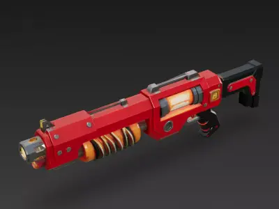 Cartoon Cyber Red Shotgun 3D Model PBR Low-poly 3D model