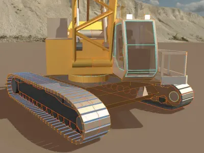 Rigged Crawler Crane Low-poly 3D model