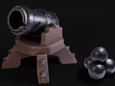 Stylized Cannon Low-poly 3D model purchase