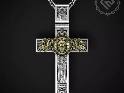 CROSS WITH JESUS AND PRAYER 3D print model