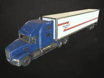 Semi Truck Van Trailer Low-poly 3D model
