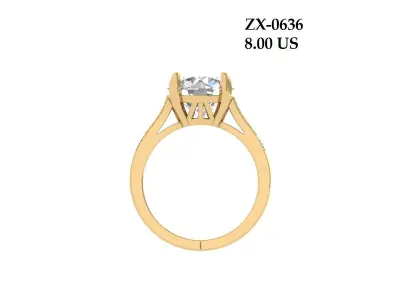 Solitaire Engagement Art Deco Ring 3D print model 64