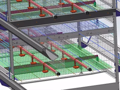 Automated chicken cages 3D model