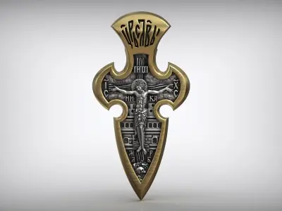 Orthodox Jesus Christ Crucifix Cross Archangel Michael 3D print model