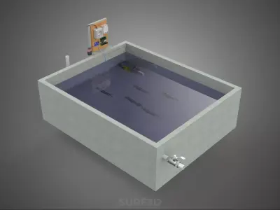 IOT SMART FISH POND AQUACULTURE MONITOR WATER LEVEL CIRCULATION 3D model