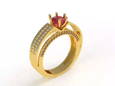 Round Diamond Engagement Ring for Women 3D print model