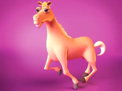 Horse cute cartoon style character 3D model