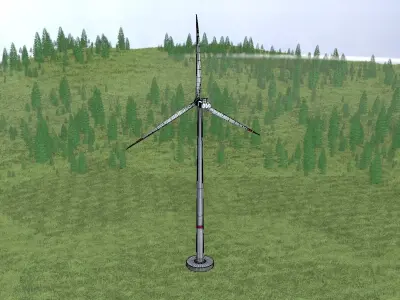 Wind-turbine with foundation V2 H-175 RD 172 m Low-poly 3D model