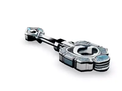 Ornate Silver Key with Diamonds Low-poly 3D model