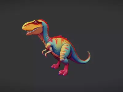 Colorful cartoon dinosaur 3D Game Ready Model 3D model