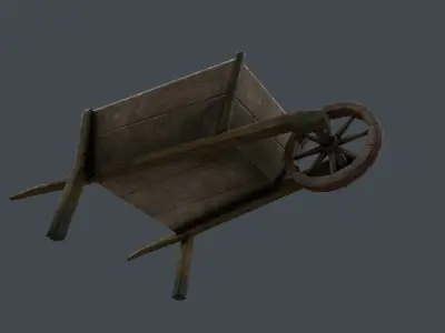 Wooden hand truck low poly 3D Free low-poly 3D model