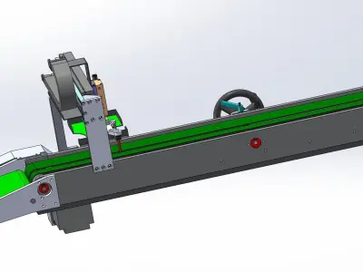 Adjustable distance conveyor for loading and unloading machine 3D model