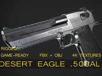 Desert Eagle Low-poly 3D model 6