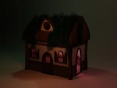 Tiny Garden House with moss  Free low-poly 3D model