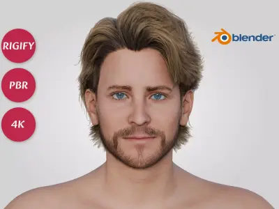 Bradly Cooper - Celebrity Actor Young - Wavy Side Part Haircut Low-poly 3D model