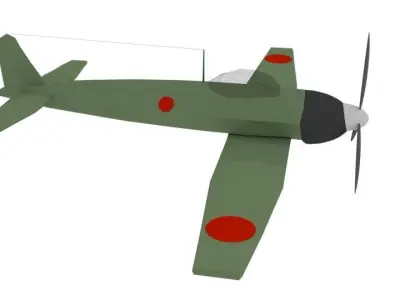 War Plane WW2 Japan Zero Low-poly 3D model
