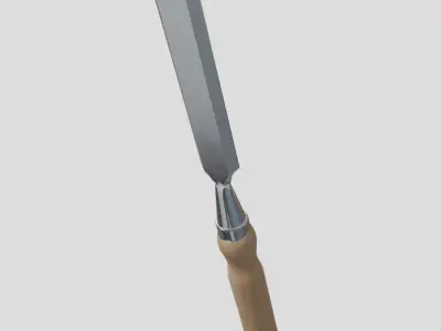 Chisel tool with wooden handle Low-poly 3D model