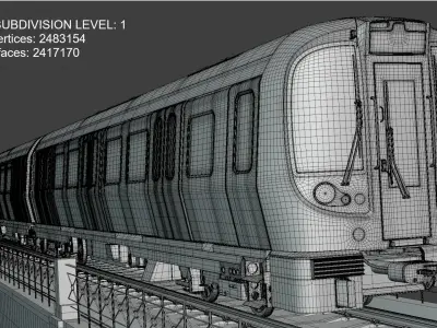 Viaduct with metro and local train 3D Model Pack