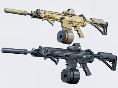 Modular tactical MK17 FN SCAR-H Low-poly 3D model
