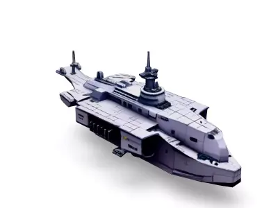 Scifi Battleship Lowpoly Game Asset Low-poly 3D model