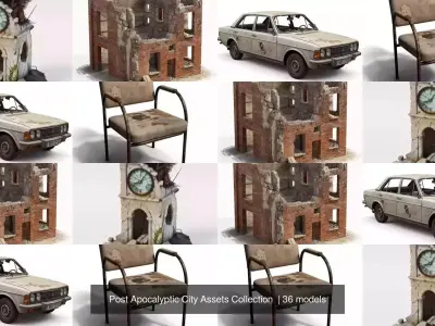 Post Apocalyptic City Assets Collection  3D Model Pack