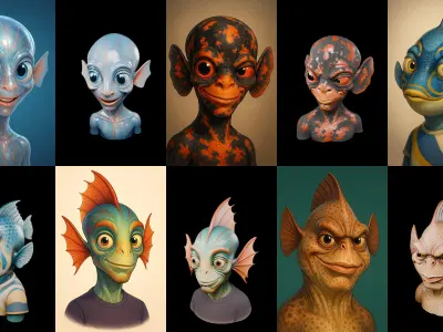 Head Fish bundle 9 pack 100 glb 3D model
