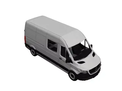 Mercedes Sprinter 2019 High Roof Low Poly Van Model Low-poly 3D model