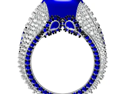 Antique Blue Sapphire Cabochon Cocktail Ring 3D print model