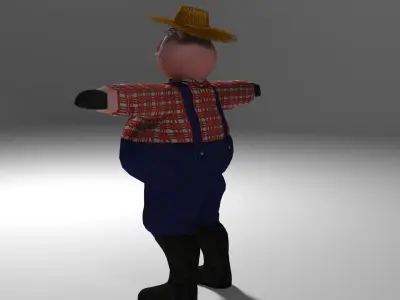 Cartoon Farmer Pig Low-poly 3D model