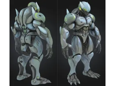 Alien Warrior Sci Fi Futuristic Low-poly 3D model