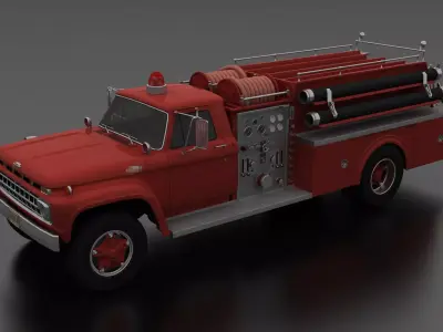 F-Series F-700 Fire Truck Unmarked Low-poly 3D model