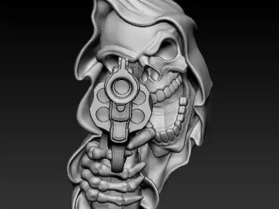 Gun Skull Reaper Pendant 3D print model