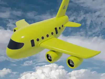 Stylized Cartoon Airplane - Prop Plane for Games and Animation Low-poly 3D model