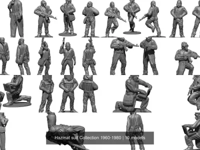 Hazmat suit Collection 1960-1980 3D Model Pack