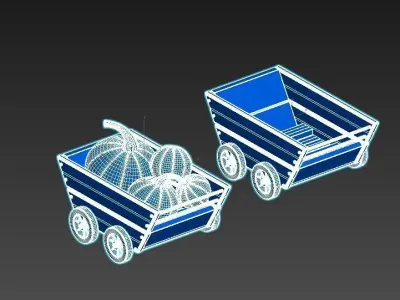Wood Trolley  3D model purchase