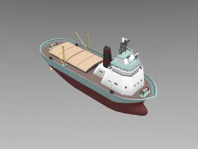 Cartoon cargo ship 3D model