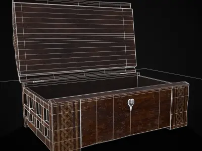 Rustic Medieval Wooden Curved Chest Low-poly 3D model