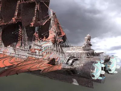 Drake Airship Sci-Fi design 2 3D model