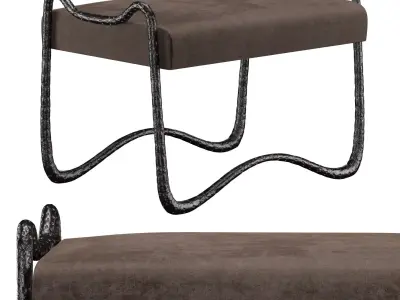 Hammered Bronze Bench 3D model