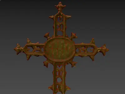 Scanned photorealistic old rusty iron cast cross Low-poly 3D model
