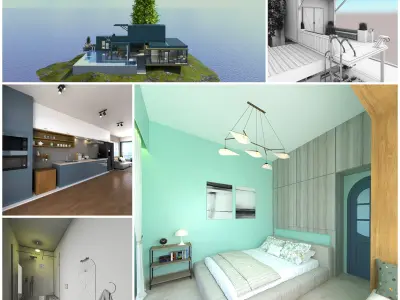  HOME DESIGN  SHIPPING CONTAINER  INTERIOR AND EXTERIOR Free 3D model