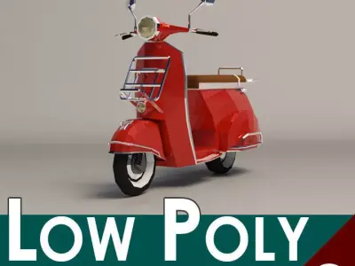 Low-Poly Cartoon Vespa Scooter Low-poly 3D model purchase