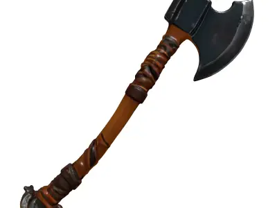 Fantasy Battle Axe Weapon Model Low-poly 3D model