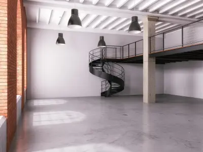 Industrial loft and office space 3 3D model